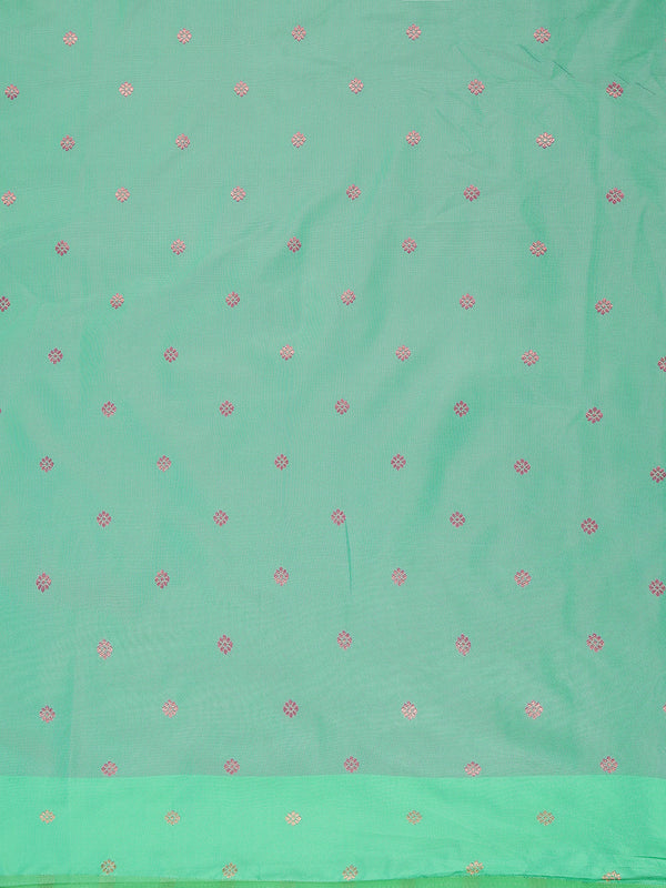 Purple Copper Designed Art Silk Saree With Green Border