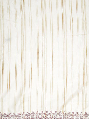 Off White Color Jute Cotton Saree With Maroon Warli Design Over body