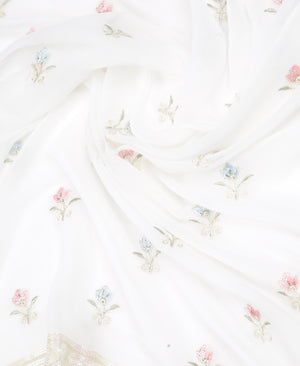 Kalyan Silks Georgette Ethnic Wear Off White Saree