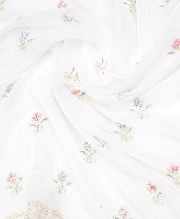 Kalyan Silks Georgette Ethnic Wear Off White Saree