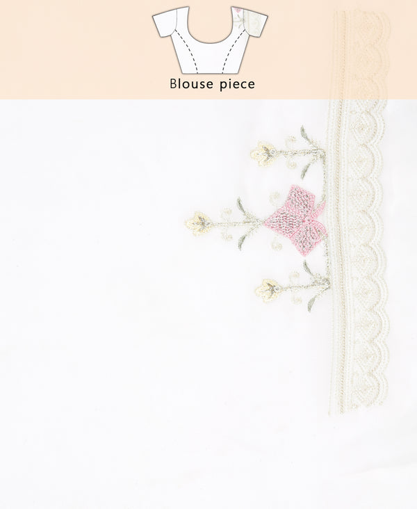 Kalyan Silks Georgette Ethnic Wear Off White Saree