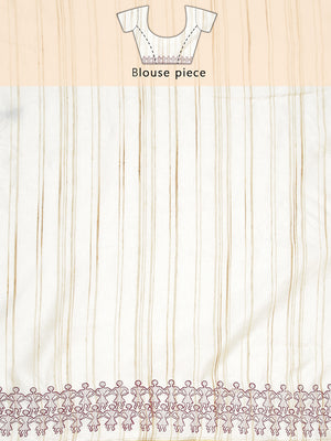Off White Color Jute Cotton Saree With Maroon Warli Design Over body