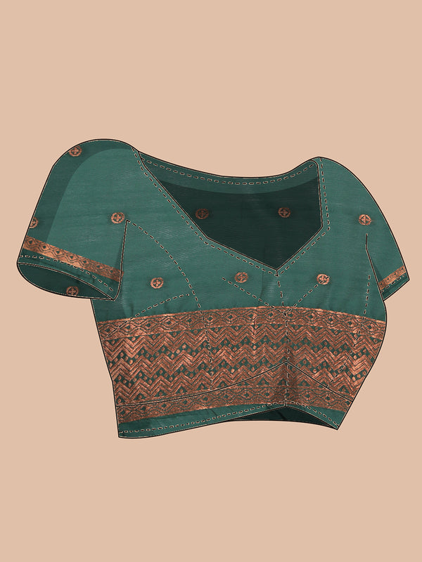 Purple Color Poly Silk Saree With Copper Thread Worked Buttas Over Body