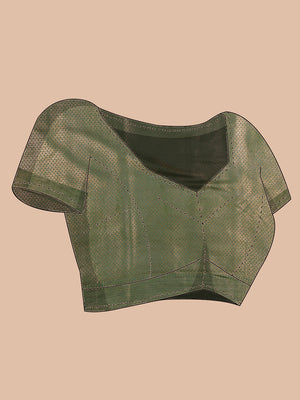 Yellow Green Color Golden Woven Designed Kubera Silk Saree With Bottle Green Border