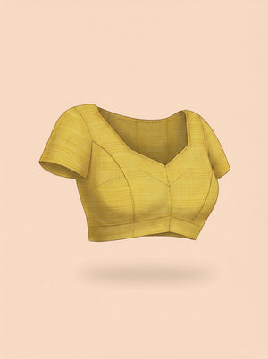 Semi Silk Bright Yellow Self Stripe Saree