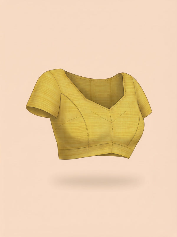 Semi Silk Bright Yellow Self Stripe Saree