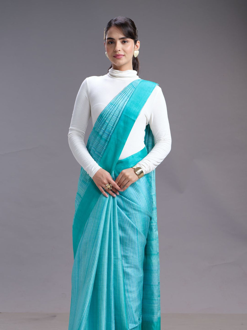 Aqua Ethnic Wear Tusser Saree