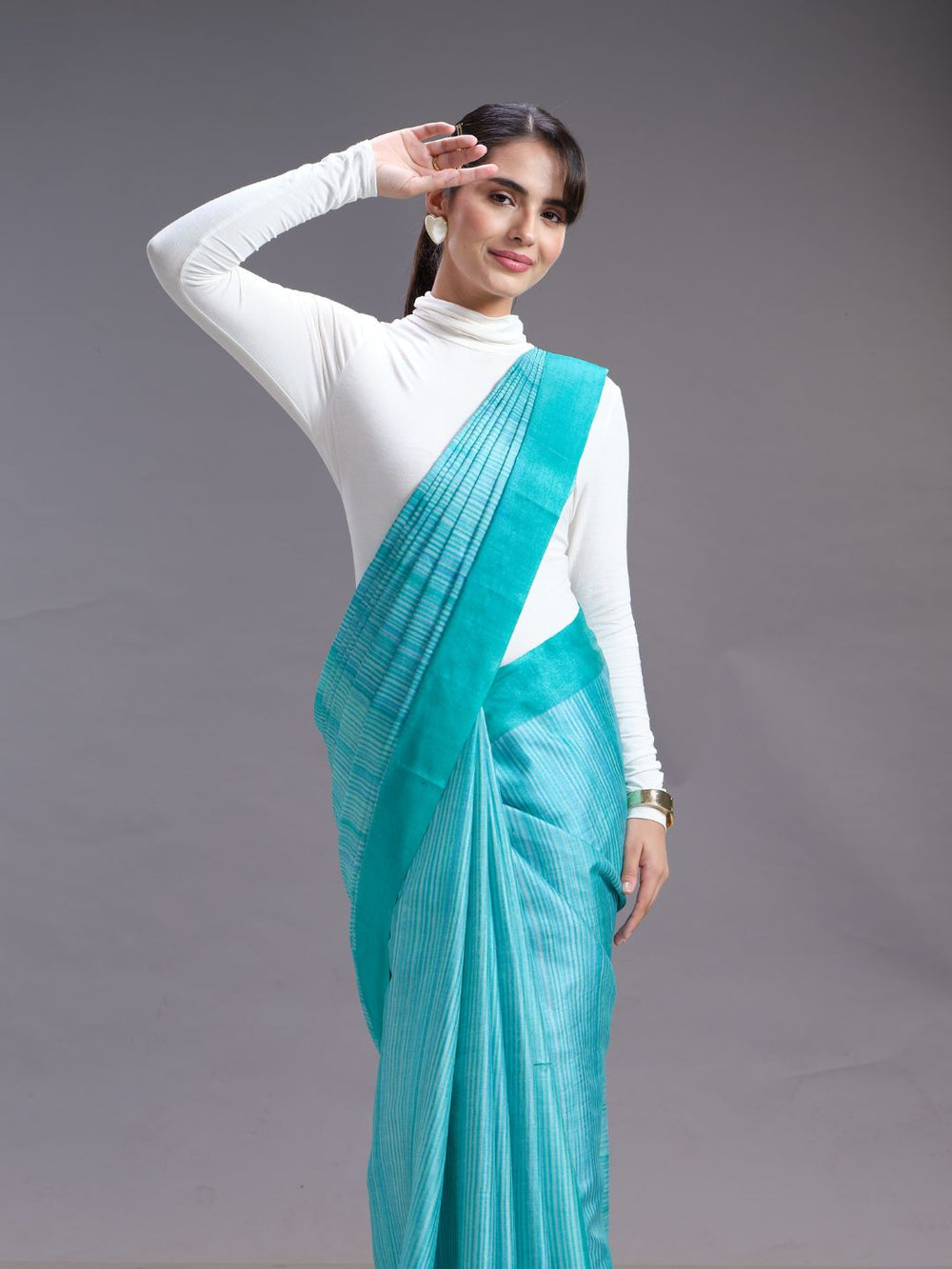 Aqua Ethnic Wear Tusser Saree