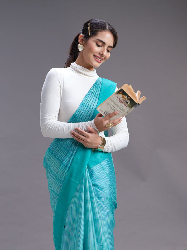 Aqua Ethnic Wear Tusser Saree