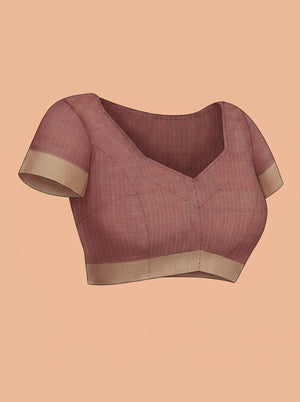 Semi Jute Brick Red Checked Weave Saree
