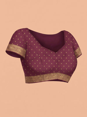 Banarasi  Wine Traditional Motif Weaving Saree