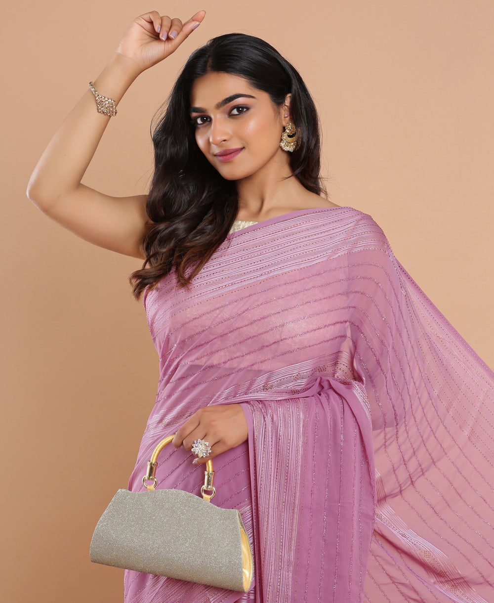 Georgette Ethnic Wear Purple Color Saree
