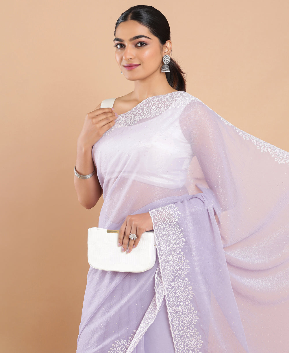Tissue Ethnic Wear Lavender Color Saree