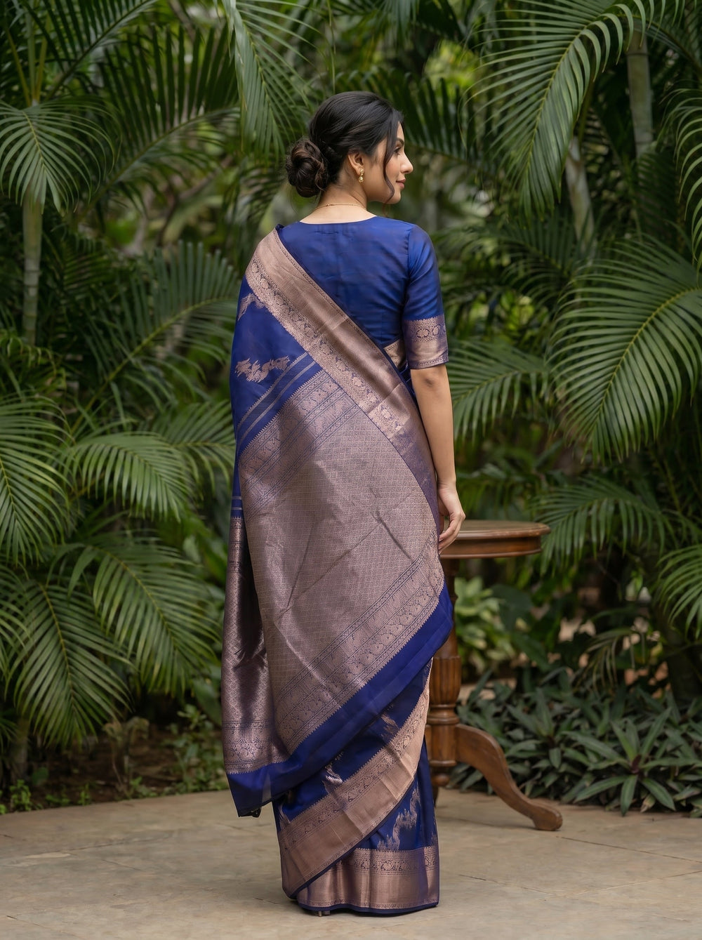 Kanjivaram Silk Royal Blue Saree with Traditional Zari Motifs