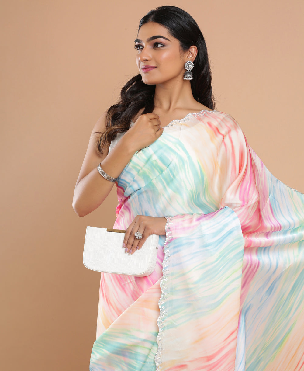 Satin Ethnic Wear Multi Color Saree
