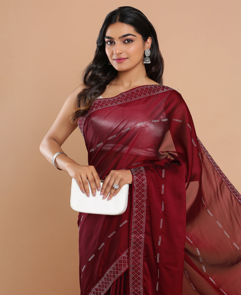 Georgette Ethnic Wear Maroon Color Saree