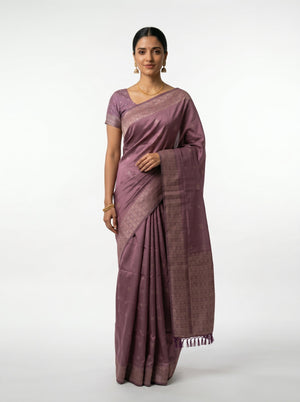 Semi Silk Dusty Rose Woven Butti Saree