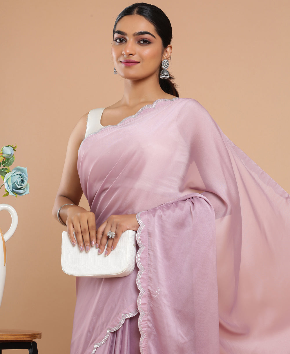 Georgette Ethinic Wear Rose Gold Color Saree