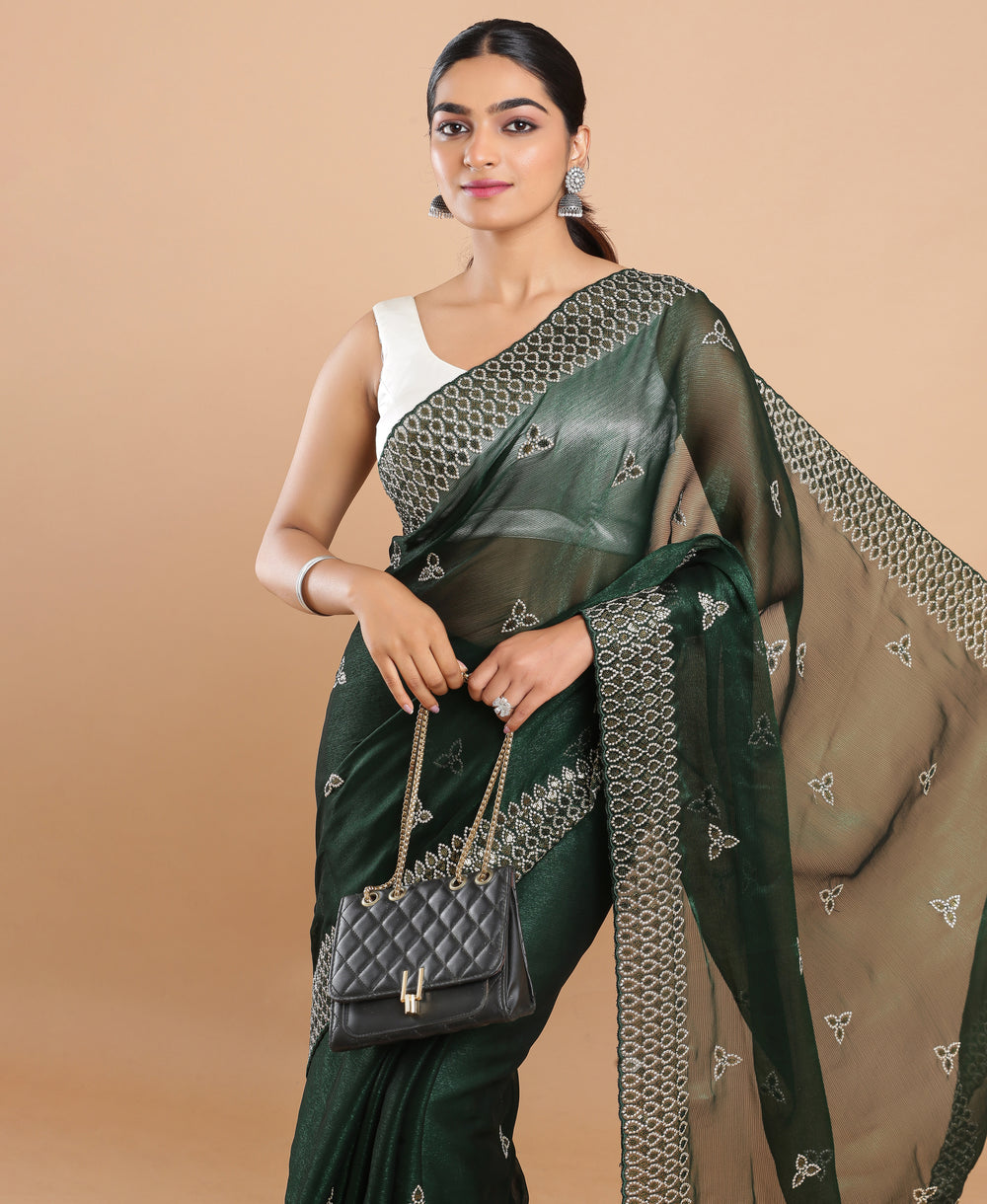 Orgnaza Ethnic Wear Green Color Saree