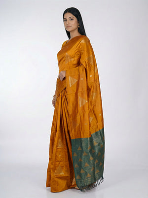 Semi Silk Women’s Copper Brown Saree with Traditional Butta Motifs