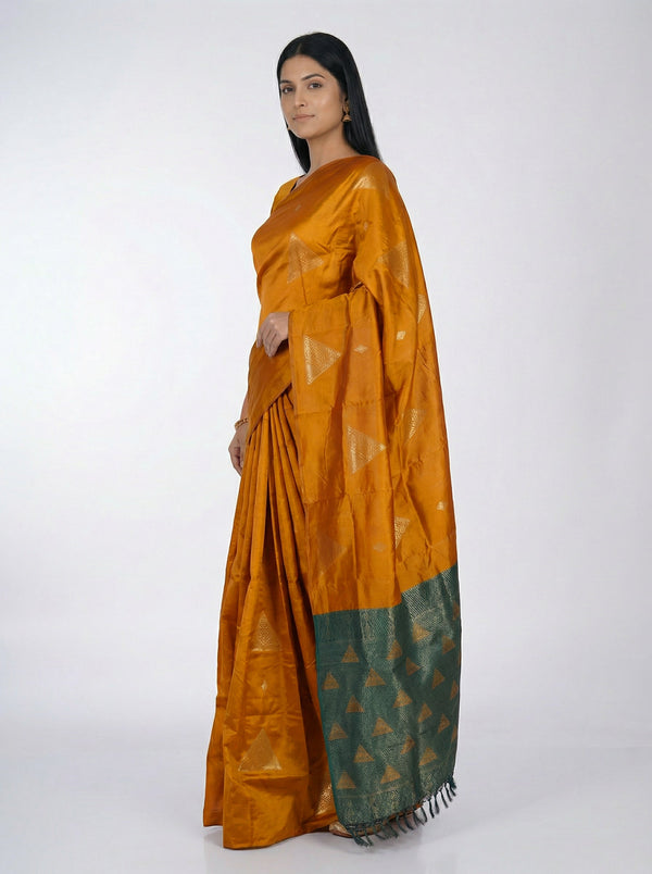 Semi Silk Women’s Copper Brown Saree with Traditional Butta Motifs