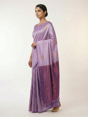 Semi Silk Elegant Lavender Saree – Spread Butta Design