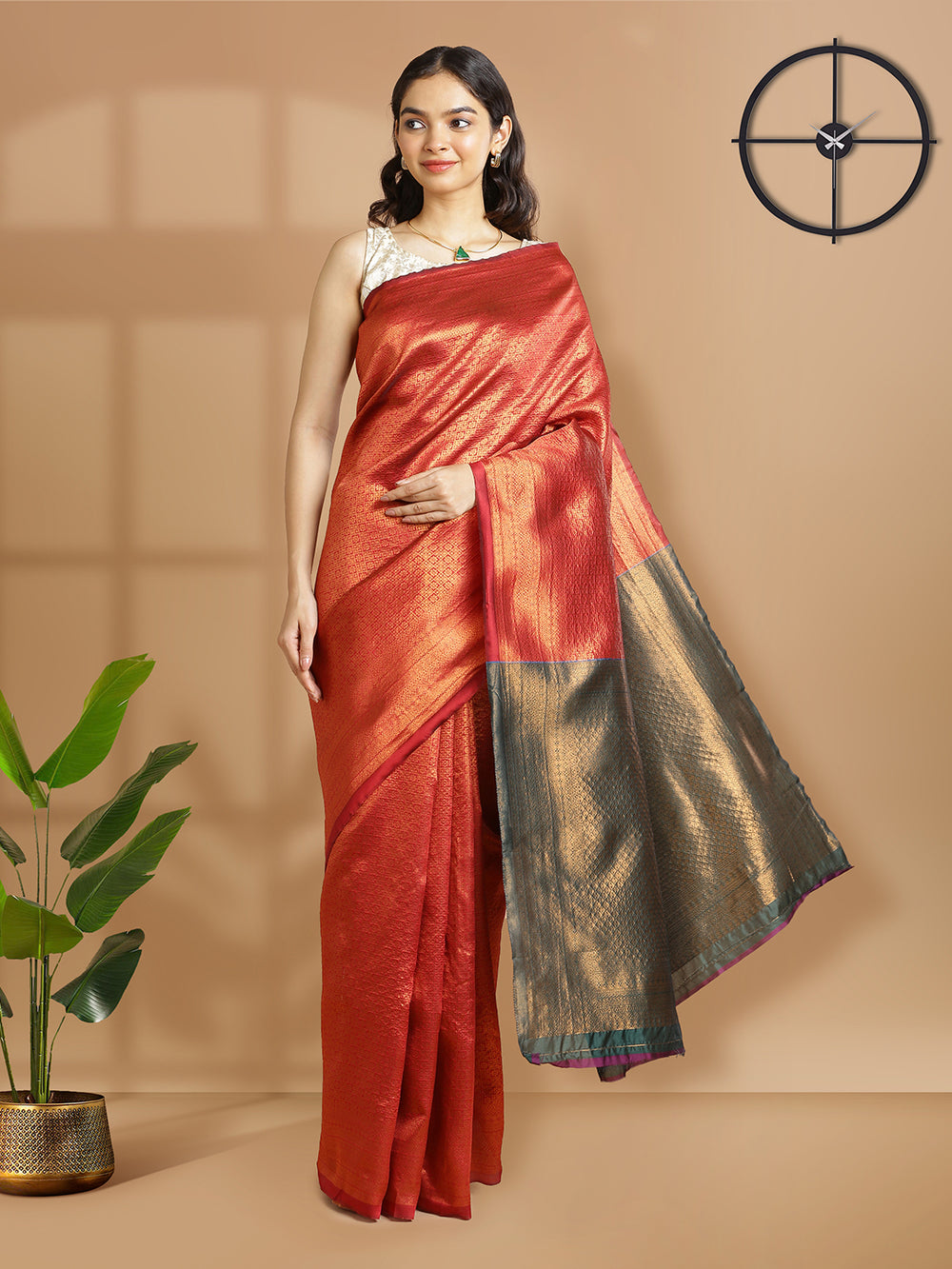 Maroon Color Golden Woven Designed Art Silk Saree With Bottle Green Pallu