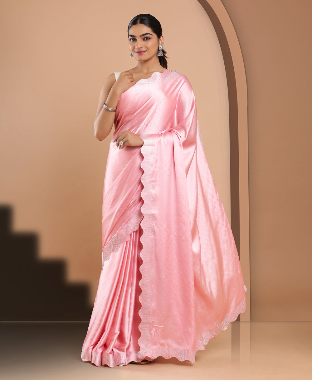 Satin Ethnic Wear Pink Color Saree