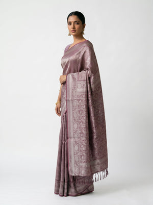 Semi Silk Mauve Jacquard Woven Saree
