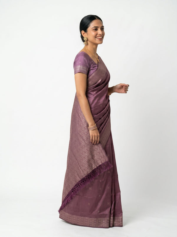 Semi Silk Dusty Rose Woven Butti Saree