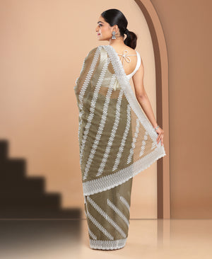 Tissue Ethnic Wear Khaki Color Saree