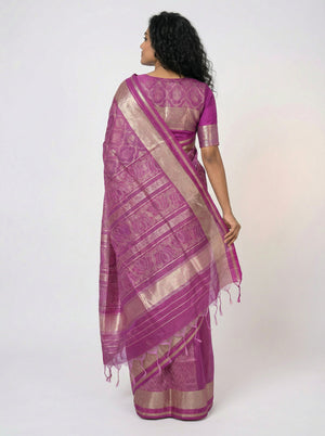 Semi Tussar Silk Women’s Saree with Geometric Zig Zag Pattern