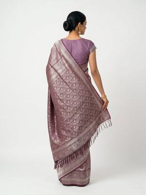 Semi Silk Mauve Jacquard Woven Saree