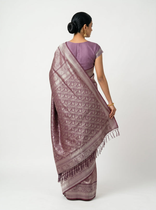 Semi Silk Mauve Jacquard Woven Saree