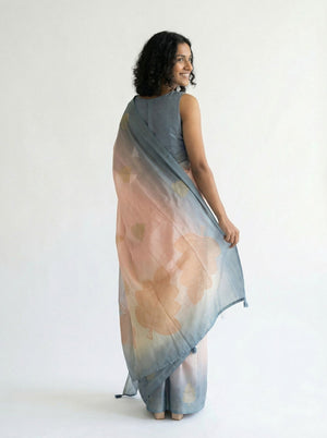 Chanderi Cotton Pastel Floral Printed Saree