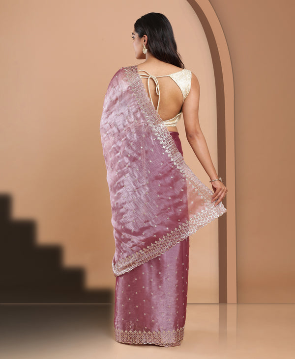 Organza Ethnic Wear Mauve Colour Saree