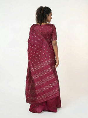 Semi Silk Ruby Pink Silk Saree for Women with Thread Butta Pattern