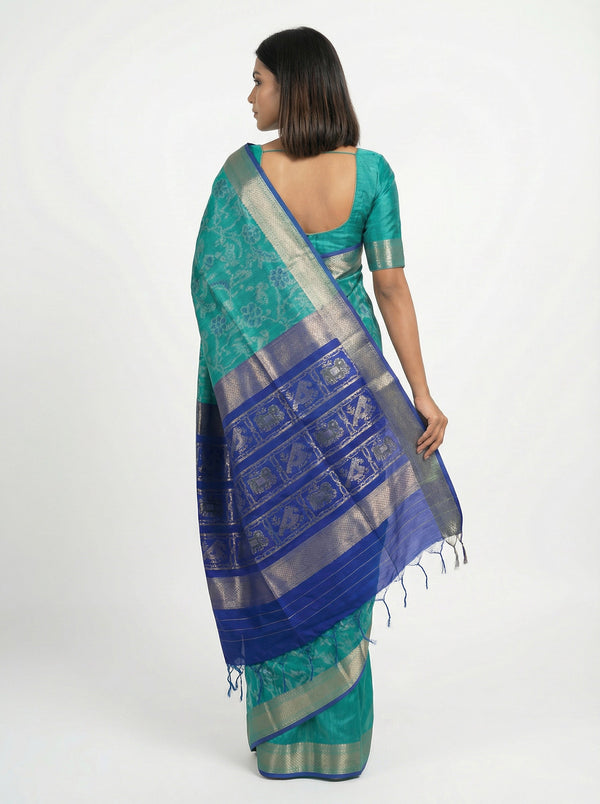 Semi Silk Royal Teal Green Saree with Traditional Pattern