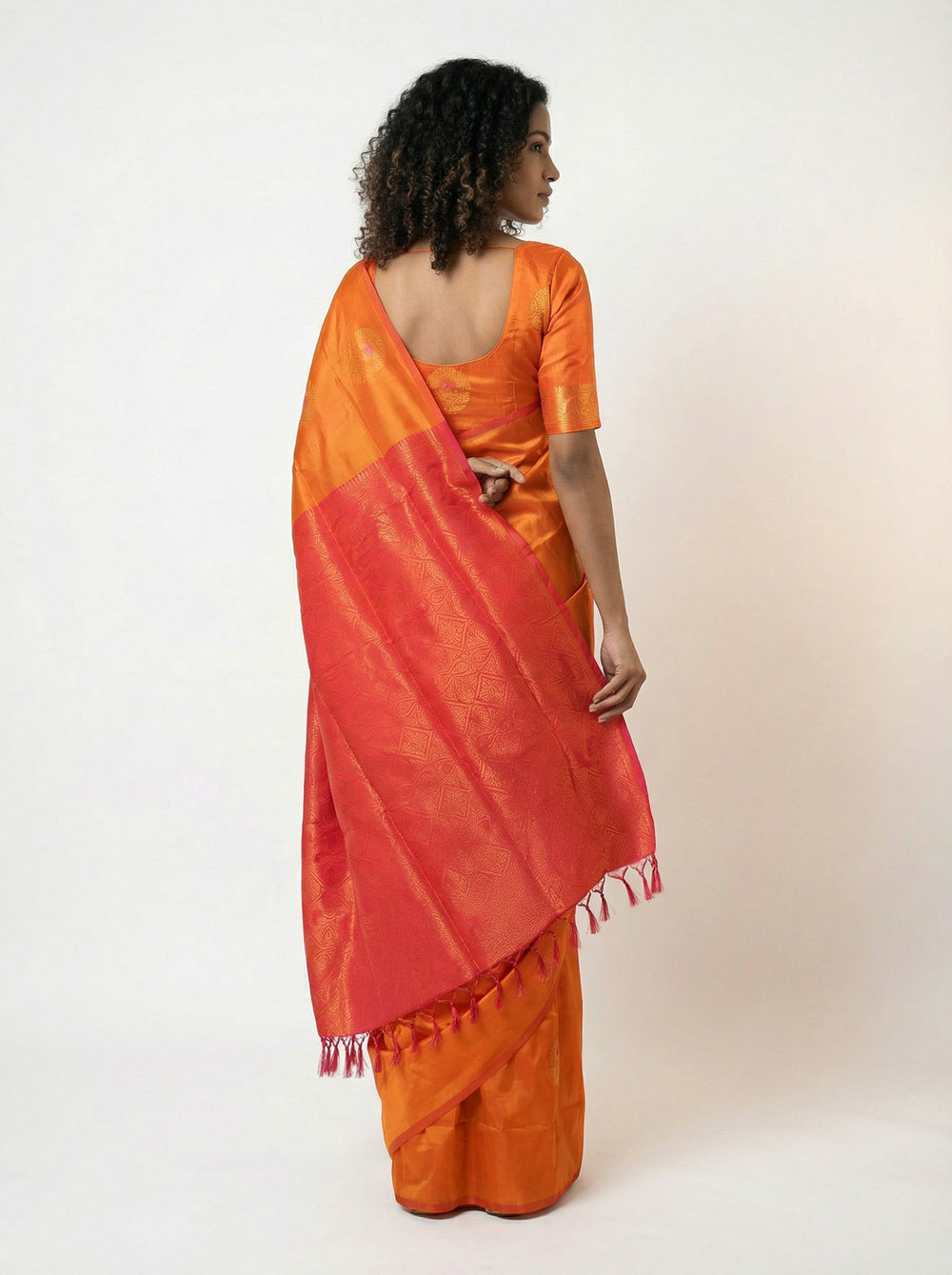 Semi Silk Yellow Saree for Women with Paisley Butta Design