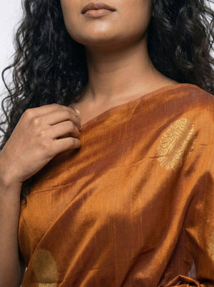 Semi Silk Ochre Yellow  Saree with Spaced Butta Design – Festive & Traditional Wear for Women