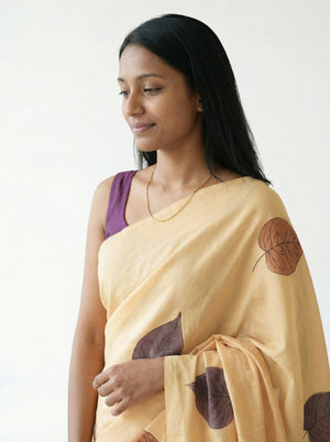 Chanderi Cotton Cream Floral Printed Casual Saree