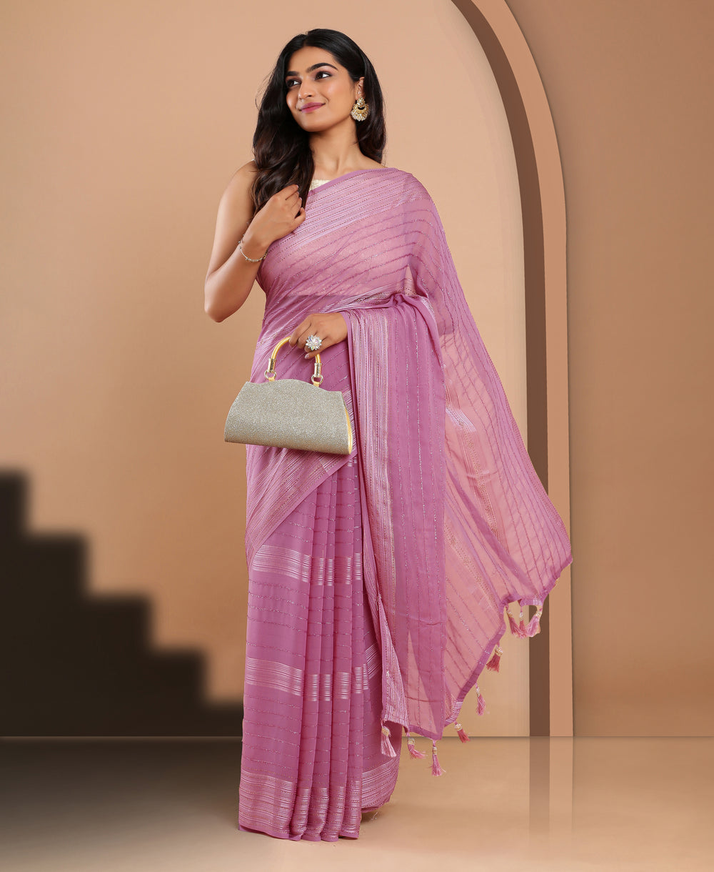 Georgette Ethnic Wear Purple Color Saree