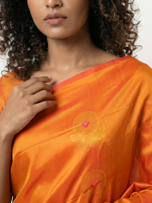 Semi Silk Yellow Saree for Women with Paisley Butta Design
