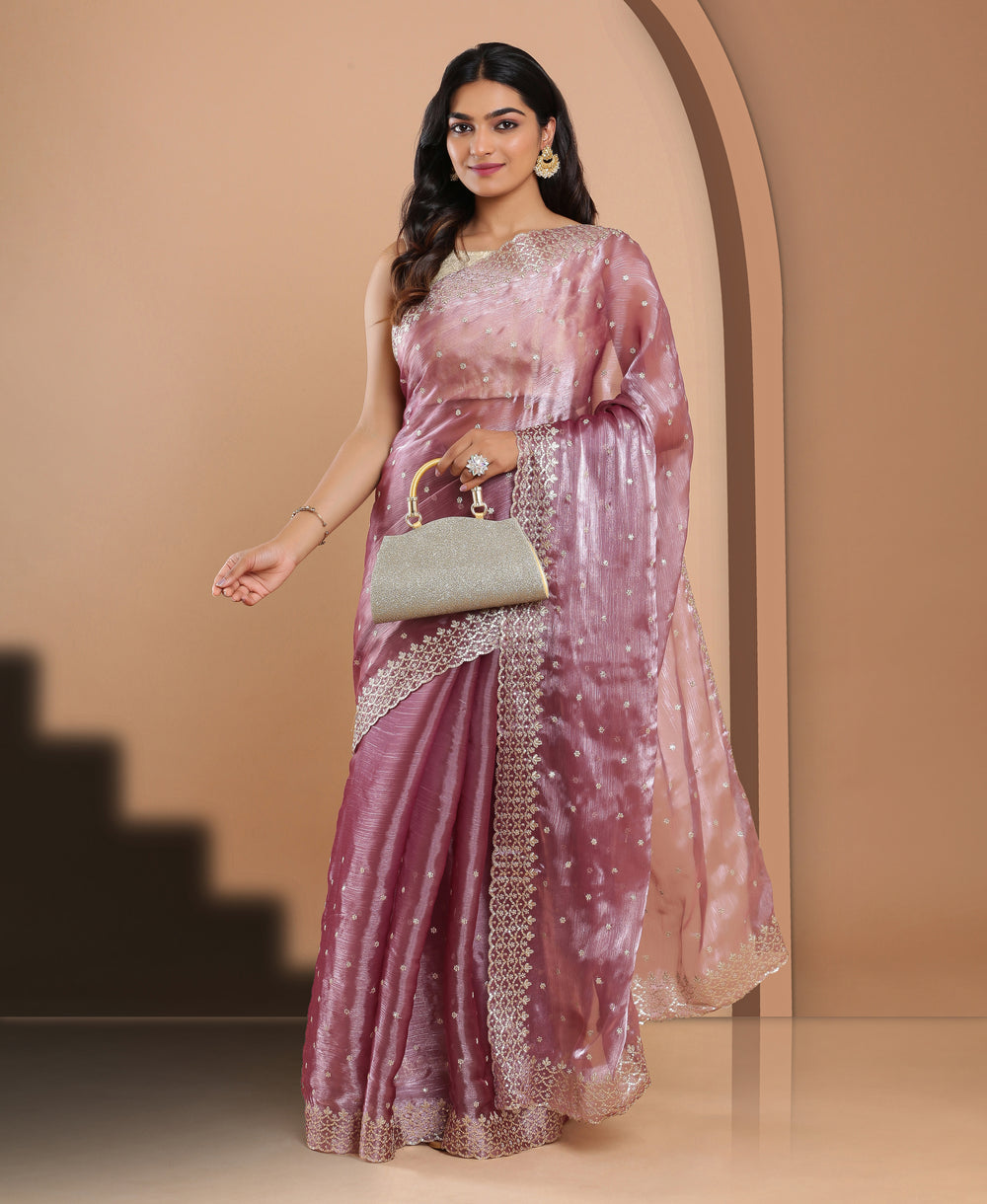 Organza Ethnic Wear Mauve Colour Saree