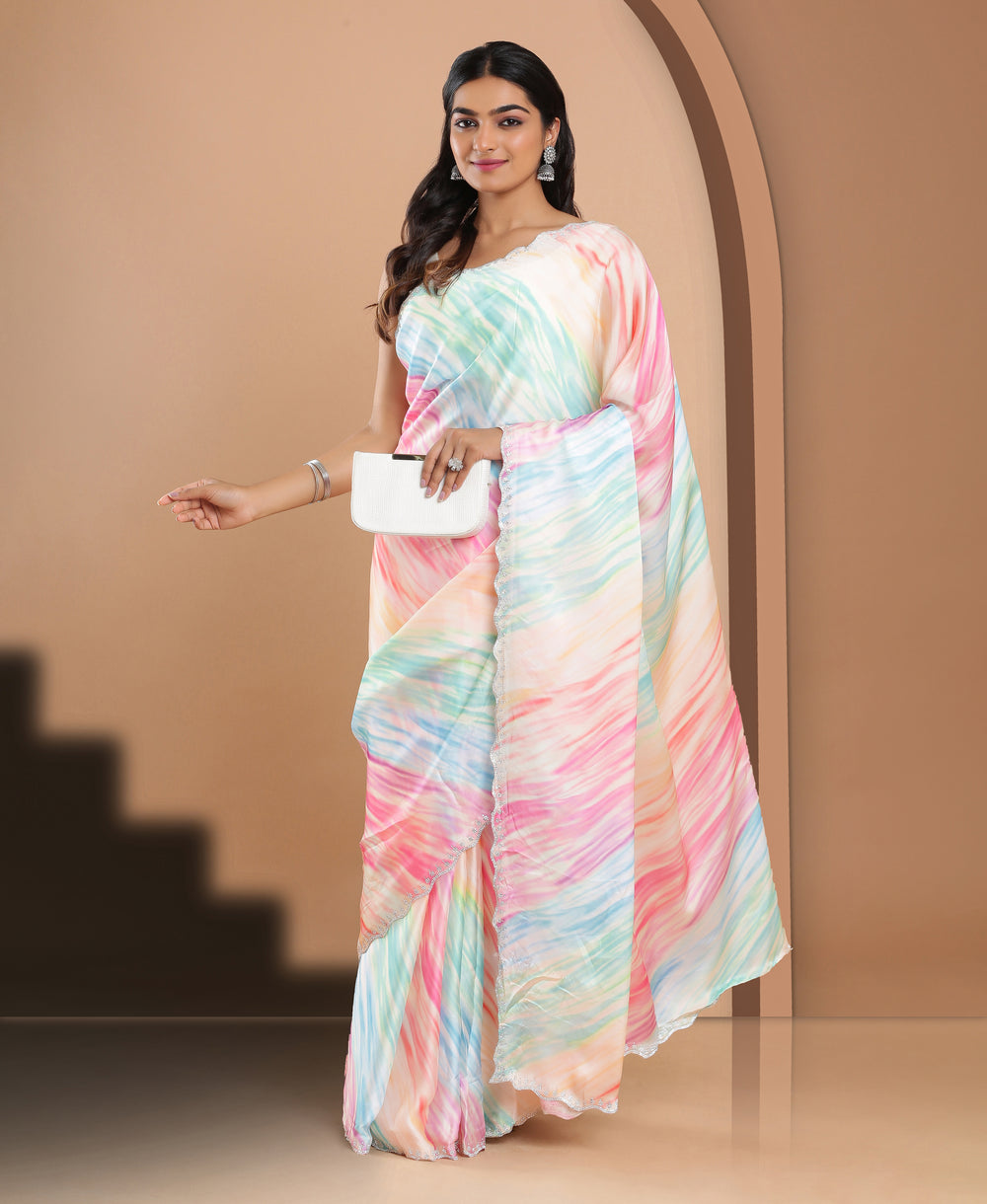 Satin Ethnic Wear Multi Color Saree