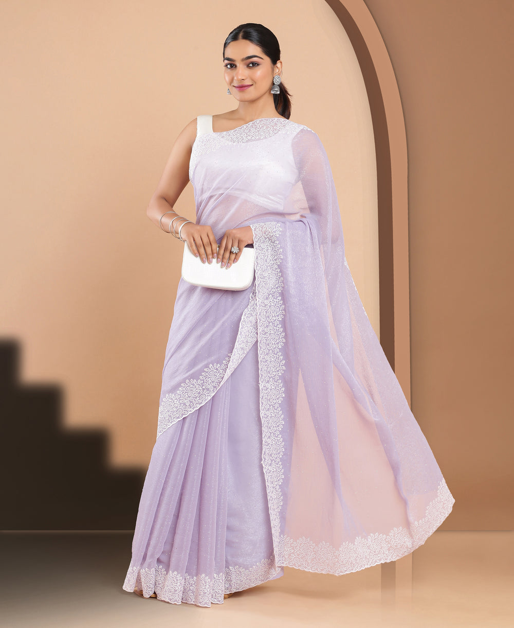 Tissue Ethnic Wear Lavender Color Saree