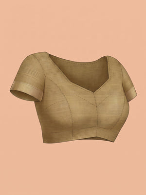 Semi Silk Mustard Brown Fine Check Saree with Floral Border