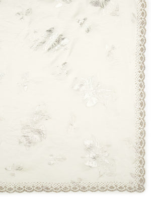 Cream Color Soft Organza Chiffon Saree With Foil Floral Print Over Body