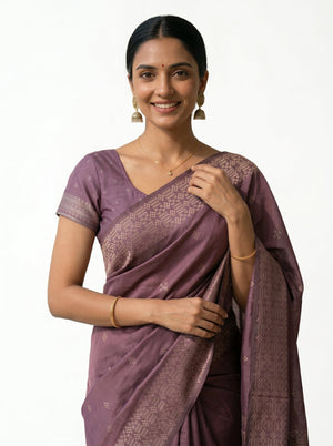 Semi Silk Dusty Rose Woven Butti Saree
