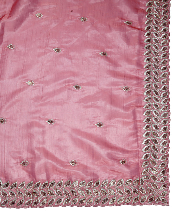 Organza Ethnic Wear Rose Gold Color Saree